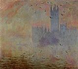 Claude Monet Famous Paintings - Houses of Parliament Seagulls